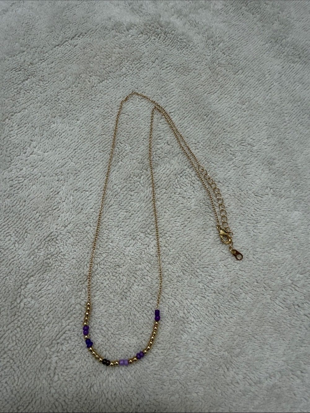 Gold Chain Necklace with Purple Beads